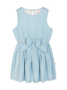 Girls Sleeveless Poly Cotton Striped Frock