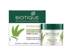 Biotique Wheat Germ Anti- Ageing Night Cream Reduces Fine Lines Lightens dark Spots, 50g