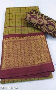 Cotton Silk Checked Saree