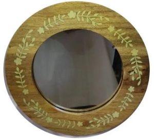 Wooden Round Mirror