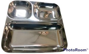 Stainless Steel 3 in 1 Compartment Dinner Plate