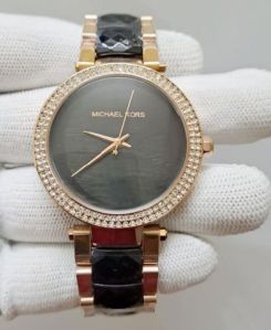 Michael Kors Parker Quartz Rose Gold Black Dial Womens Watch