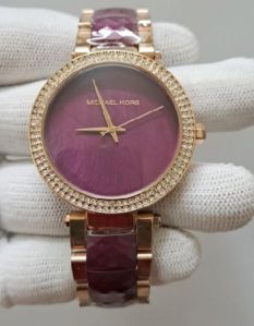 Michael Kors Parker Quartz Rose Gold Purple Dial Womens Watch