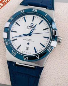 Omega Constellation Co-Axial White dial Blue Leather Swiss Automatic Watch