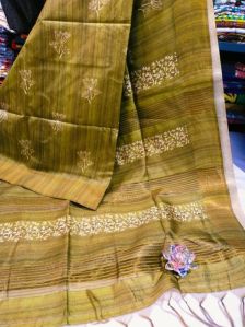 semi tussar printed saree