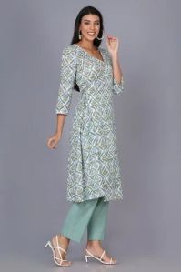 Printed Angrakha Cotton Kurti Set