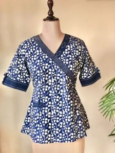 Cotton Indigo Print Top