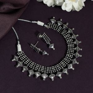Designer Silver Oxidised Necklace Set