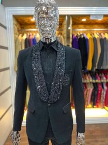 Black Sequin Tuxedo Suit