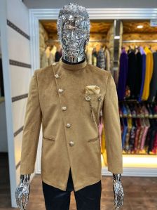 Golden Plain Jodhpuri Suit