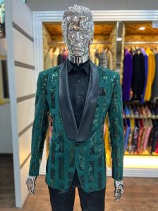 Sequenced Green Tuxedo Suit