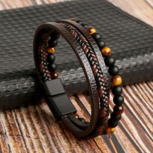 Tiger Eye Leather Bracelet