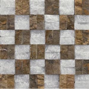 White and Forest Brown Stone Wall Panel