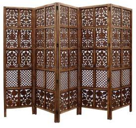 wooden screen 5 panel foldable partition