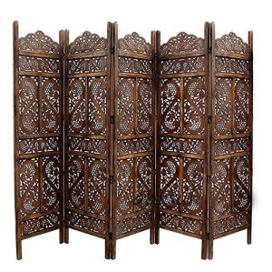 wooden screen 5panel foldable partition