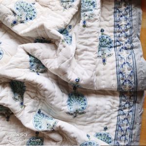 Blue Printed Kantha Quilt