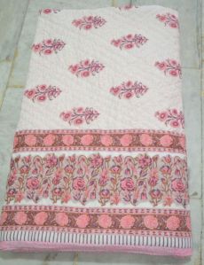 Floral Print Pink Cotton Quilt