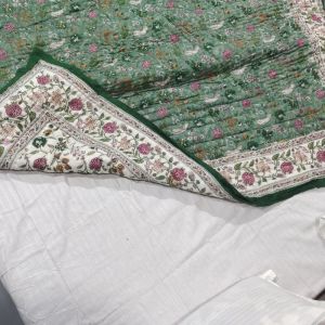 Twin Size Indian Block Print Quilt