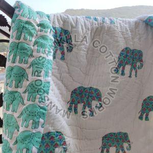 Nursery Kantha Animal Printed Blanket