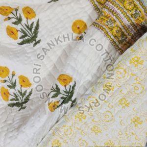 Yellow Flower Reversible Cotton Quilt