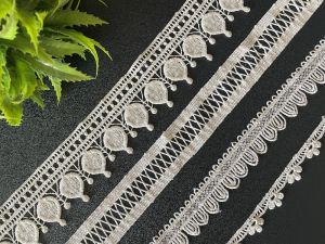 White Viscose GPO Lace Designer Lace Fancy Lace, For Ladies Garment, Fabric  Type: Net at best price in Surat