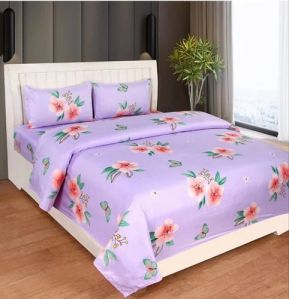 Printed Glace Cotton Double Bed Sheet