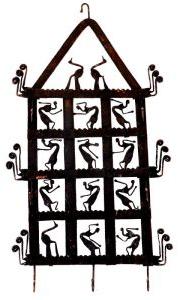 Wrought Iron Village Motif House Shaped Cloth Hanger