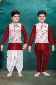 Red Dhoti Kurta Combo Set