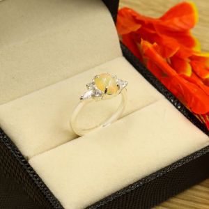 Opal Eternity Engagement Ring
