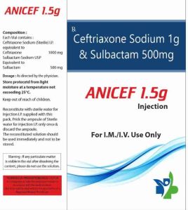 Ceftriaxone Sodium 1gm, Sulbactam 500mg Injection