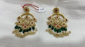 MJ-E-709 White Moti Ruby and Emerald Earrings