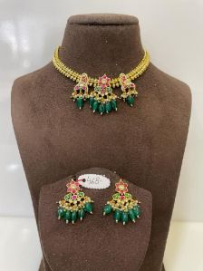 MJ-S-468 Dark Green and Ruby Necklace Set