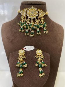 MJ-S-475 Dark Green and Yellow Necklace Set