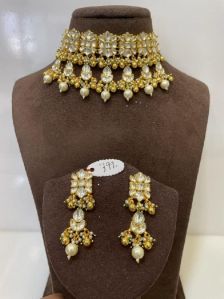 MJ-S-799 Full Yellow Moti Necklace Set