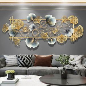 Golden Ginkgo Leaves Metal Wall Art