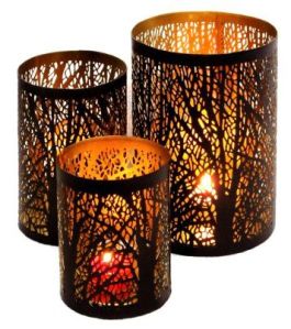 Metal Tree Shadow Tealight Candle Holder Set of 2