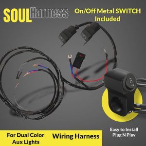 Dual Color Aux Light Wiring Harness with metal switch