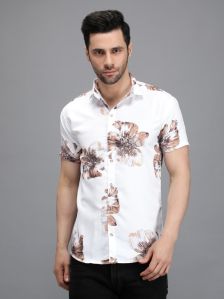 White Flower Printed Shirt