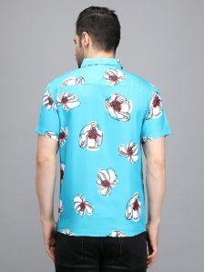 Mens Light Blue Printed Shirt