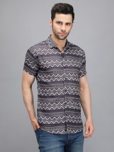 Men Balck Striped Printed Shirt