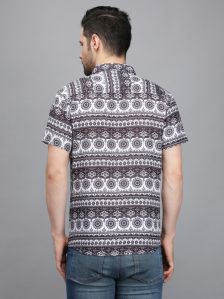 Mens Black Sanganeri Printed Shirt