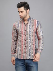 Men Red Lining Printed Shirt