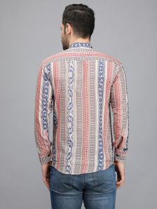 Men Red Lining Printed Shirt