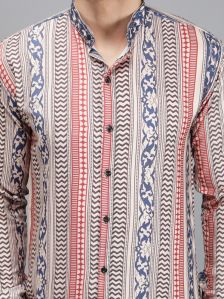 Men Red Lining Printed Shirt