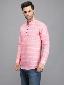 Pink Printed Short Kurta