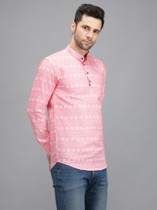 Pink Printed Short Kurta