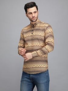 Yellow Rajwadi Printed Men Short Kurta