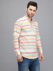 Men Multi Flower Printed Short Kurta