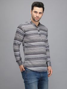 Multi Strap Printed Mens Short Kurta