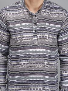 Multi Strap Printed Mens Short Kurta